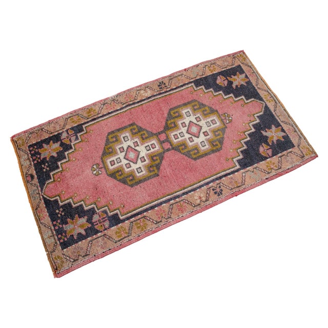 Hand Knotted Small Turkish Rug Wool Door Mat Entry Decor - 23'' X 40'' For Sale - Image 4 of 14