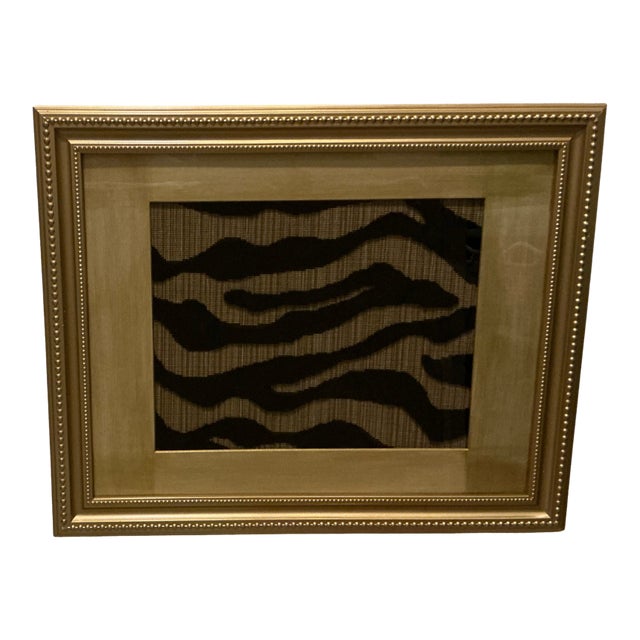 Regine Stie Velvet Textile by Schumacher in Old Hollywood Gold Frame For Sale