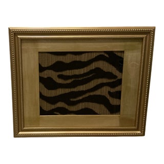 Regine Stie Velvet Textile by Schumacher in Recycled Gold Frame For Sale