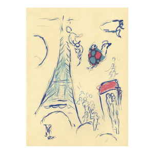 Chagall Lithograph Sketch Angel of Mozart, Paris Opera