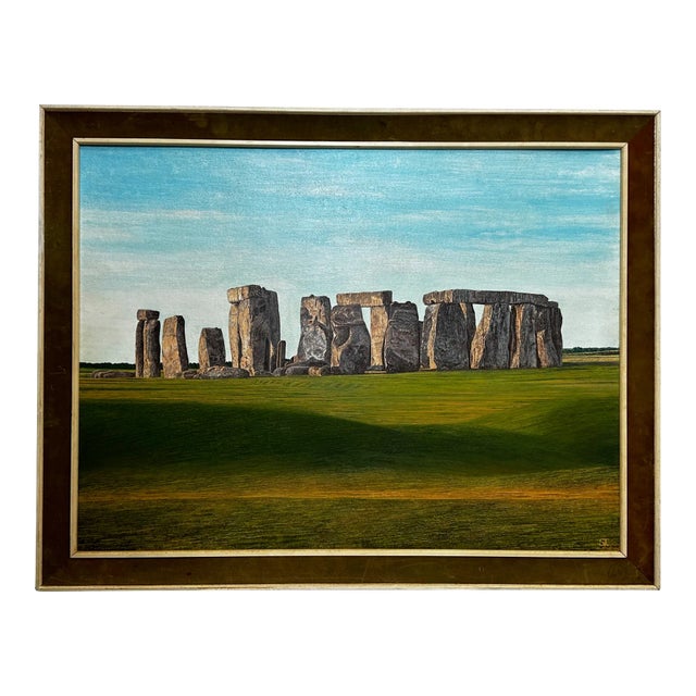 Oil Painting Salisbury Plain Stonehenge After Jasper Francis Cropsey Framed For Sale
