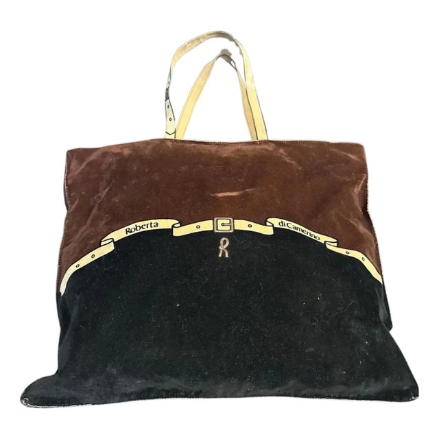 1980s Vitage Suede Fabric Tote Bag by Roberta Di Camerino For Sale