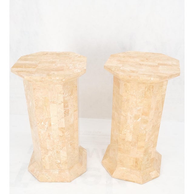 Pair of Tessellated Stone Marble Columns Octagon Shape Pedestals Columns Mint! For Sale - Image 11 of 12