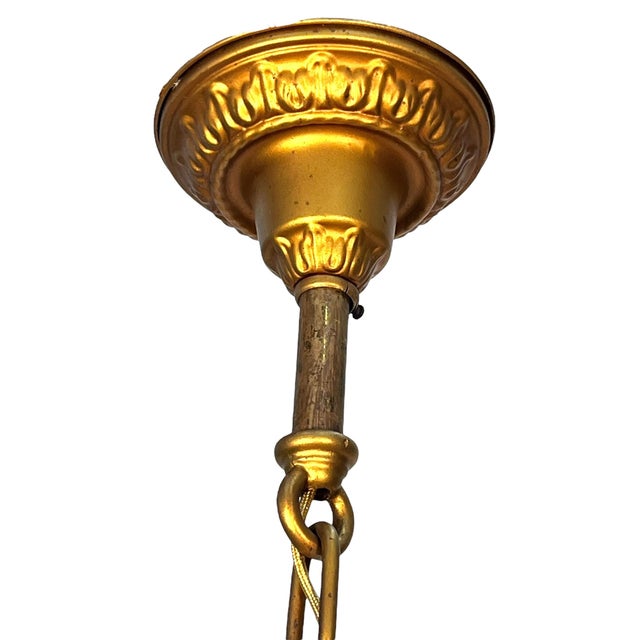 Art Deco Gold 4 Light Pendants With Original Finish 1920s #2597 For Sale - Image 3 of 7