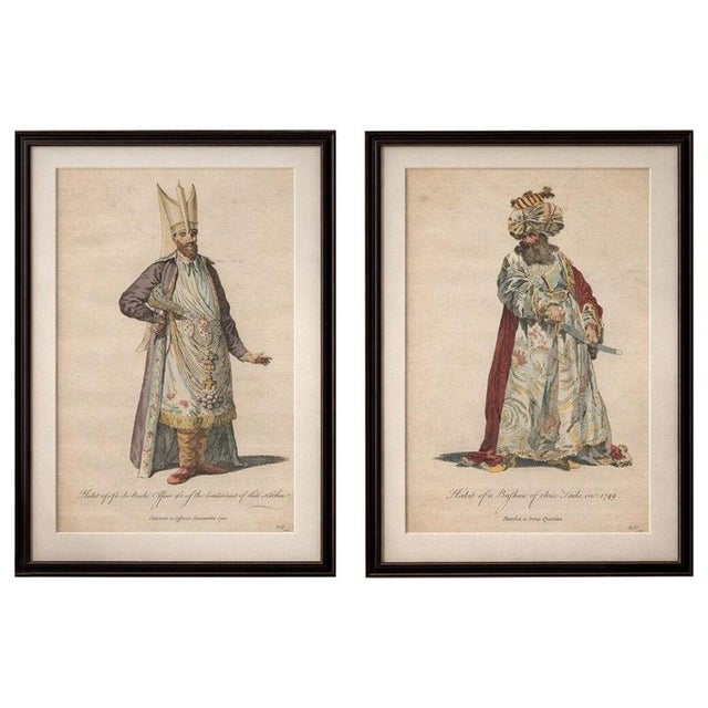 Ottoman Court Figures, Hand-Colored Engravings, 1749, Set of 2 For Sale - Image 9 of 9