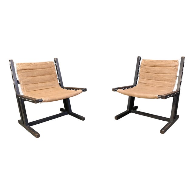 Canvas & Rope Lounge Chairs from Casala, West Germany, 1970s, Set of 2 For Sale