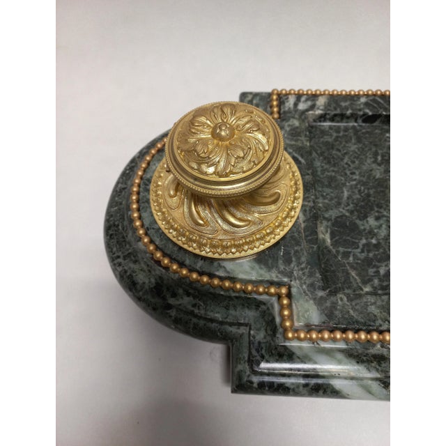 Late 19th Century Inkwell in Gilded Bronze & Green Marble For Sale - Image 9 of 11