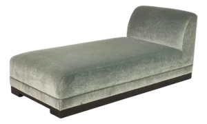 Modern Sage Green Mohair Chaise Longue Daybed on Ebonized Base