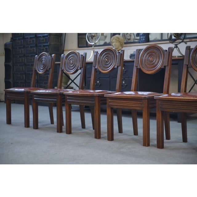 Chairs with Leather Seats by Étienne Kohlmann, 1960s, Set of 6 For Sale - Image 6 of 14
