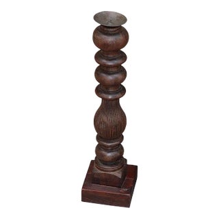 1940s Carved Wood Bedpost Candlestick For Sale