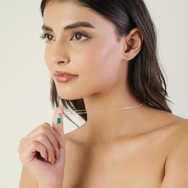 Lush Green Onyx Bezel Set Statement Pendant in 925 Sterling Silver For Sale - Image 6 of 11