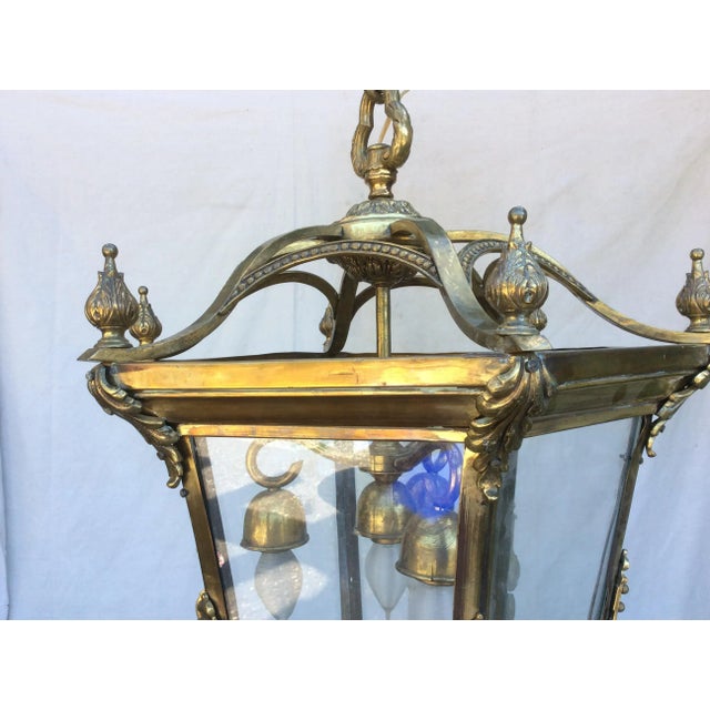 English Antique Brass English Hall Lantern For Sale - Image 3 of 10