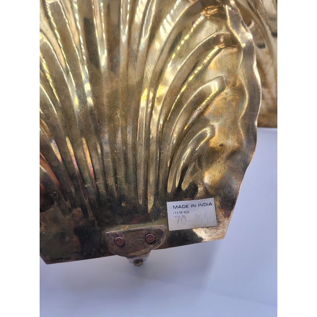 Mid 20th Century Mid 20th Century Hollywood Regency Scalloped Brass Shell Wall Sconce - Pair For Sale - Image 5 of 12