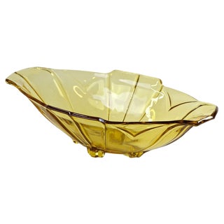 Art Deco Amber Colored Glass Jardiniere or Bowl, Austria, 1920s For Sale