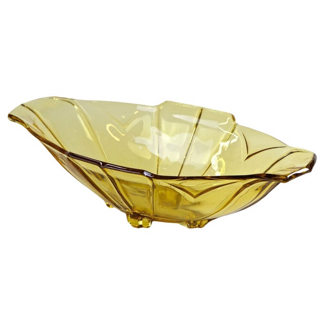 Art Deco Amber Colored Glass Jardiniere or Bowl, Austria, 1920s For Sale