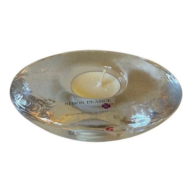 Simon Pearce Oval Votive Tea Light Holder, Hand Blown For Sale