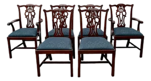 Set of 6 Vintage Maitland Smith Mahogany Chinese Chippendale Dining Chairs