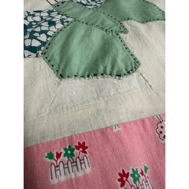 Lavender Vintage Butterfly Handmade Quilt For Sale - Image 8 of 12