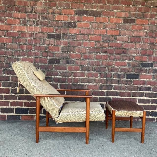 Mid-Century Modern Danish Recliner With Ottoman For Sale - Image 3 of 13