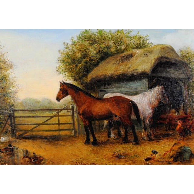 A fine quality oil on canvas by listed British artist Edwin Frederick Holt (1830-1912). It is titled 'Farmyard Friends'...