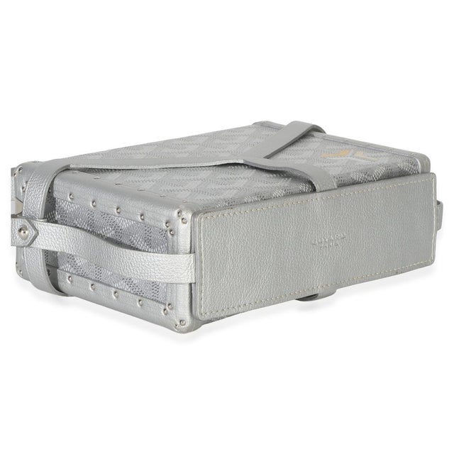 Silver Silver Precious Metals Goyardine Canvas Minaudiere Trunk For Sale - Image 8 of 9