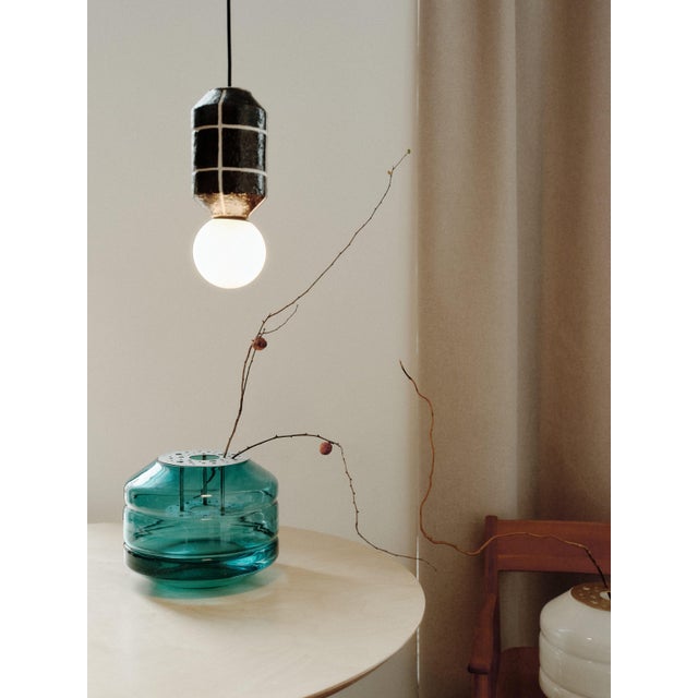 Contemporary Contemporary Ceramic Base Spot Pendant Lamp Modern Handcrafted Black For Sale - Image 3 of 4