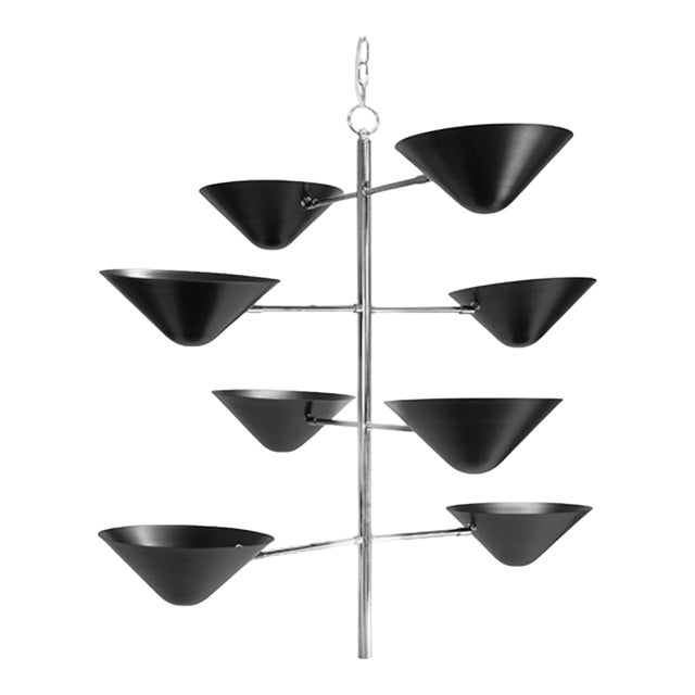 Matthew Izzo Home MacLeren Black Metal and Nickel Pendant Light For Sale