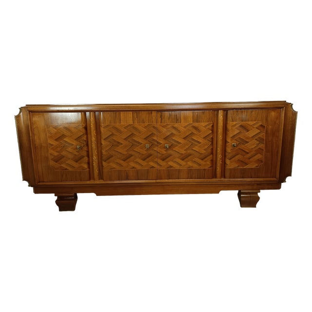 Mid-Century Marquetry Sideboard, 1940s For Sale