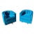 Pair of Vintage Mid Century Modern Blue Mohair Velvet Swivel Tuxedo Tufted Back Barrel Chairs, 1960s For Sale