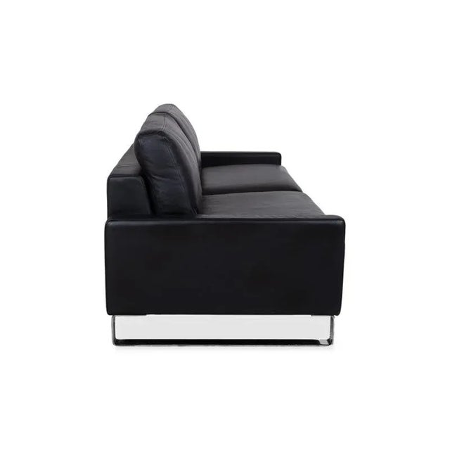 Rolf Benz Ego Leather Three-Seater Black Sofa Couch For Sale - Image 9 of 11