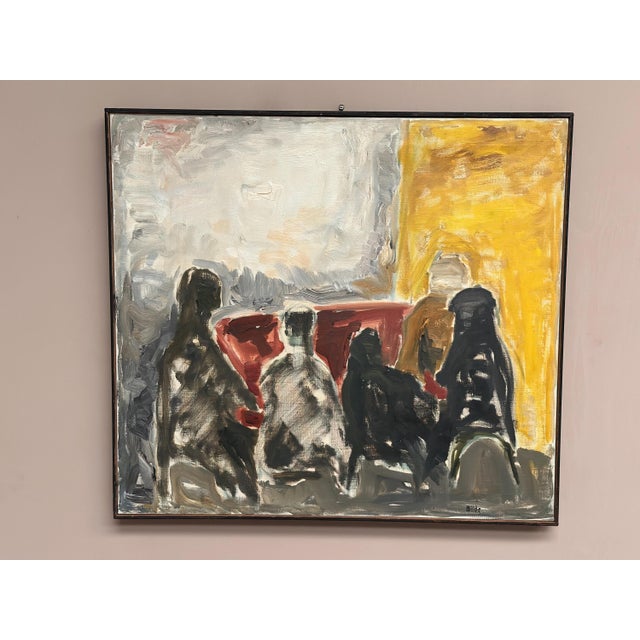 Original Vintage Danish Oil on Canvas – “Figure Composition” by Max Bilde (1919–2011) – Signed & Dated 1961 a tergo –...