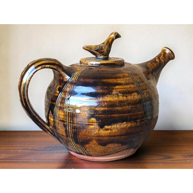 Large stoneware teapot by Jean Michel Doix, from Puisaye (France) Lid surmounted by a bird, typical of Jean Michel Doix's...