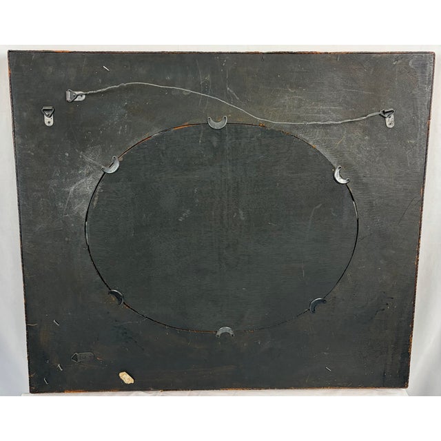 Italian Bamboo Tile & Rattan Wall Mirror – Beveled Oval Glass, Mid-Century Modern, 1960s For Sale - Image 10 of 10