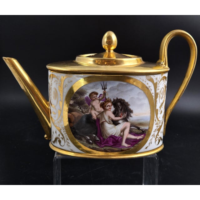 19th Century Antique Paris Porcelain Teapot with Mythological Scenes by Rue Vivienne for Bringeon, 1810 For Sale - Image 5 of 18