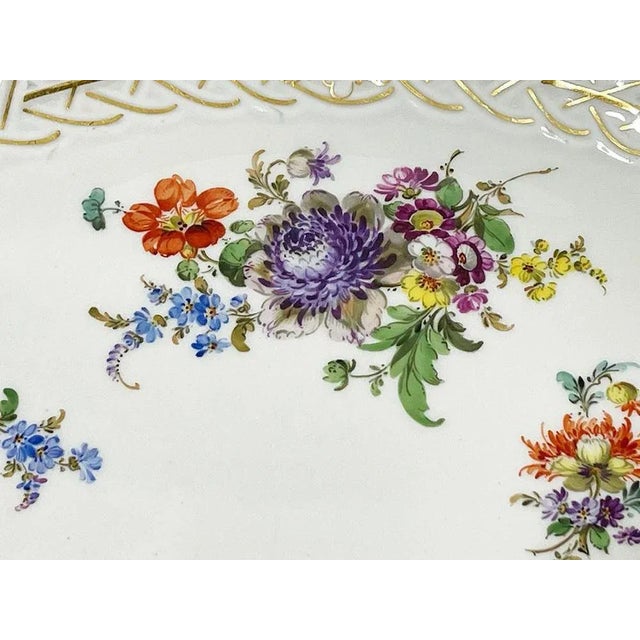 Ceramic Small Oval Meissen Porcelain Openwork Dish, 1920s For Sale - Image 7 of 9