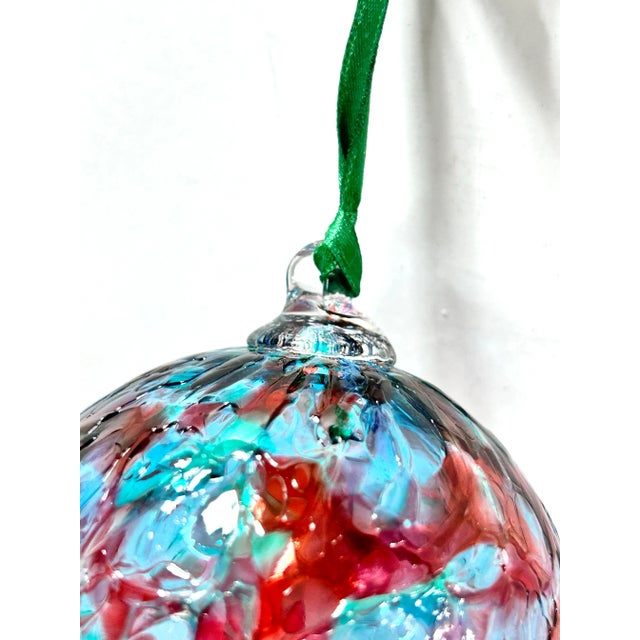 Vintage Hand Blown Glass Christmas Ornaments – Artisan Swirl Design, Set of 2 For Sale - Image 4 of 5