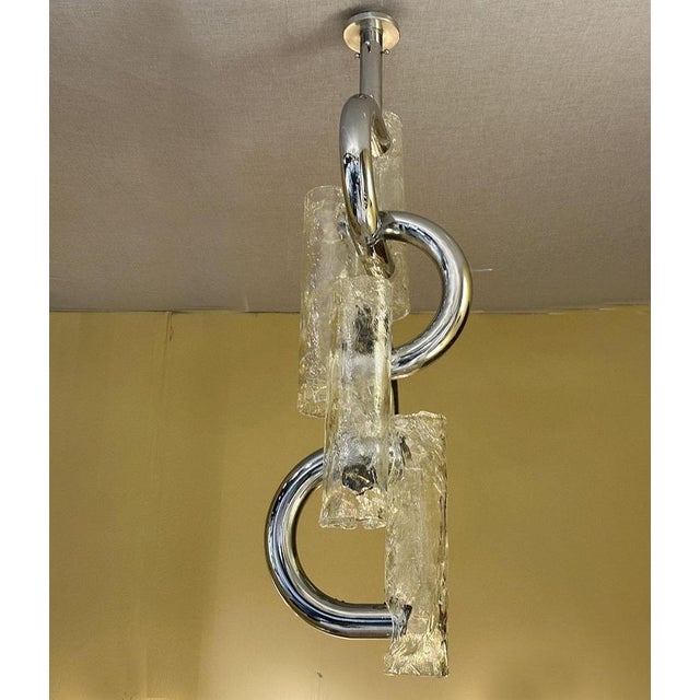 AVMazzega Chandelier in Chrome and Murano Glass attributed to Aldo Nason for Mazzega, 1970s For Sale - Image 4 of 11