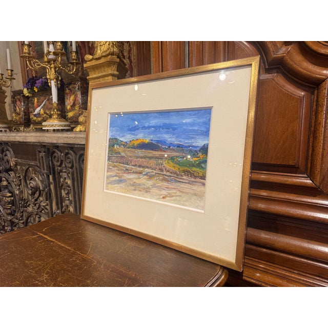 Decorate a wall with this colorful vintage painting. Created in France circa 1974, and attributed to artist André Barrière...