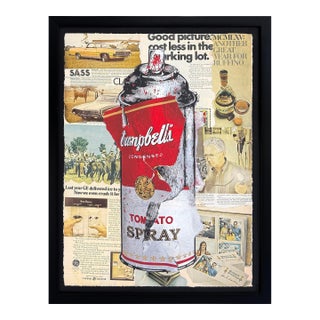 Mr. Brainwash, Torn Spray Can, Unique 1/1 Mixed Media Painting on Paper, Framed, Coa, 2022 For Sale