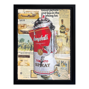 Mr. Brainwash, Torn Spray Can, Unique 1/1 Mixed Media Painting on Paper, Framed, Coa, 2022