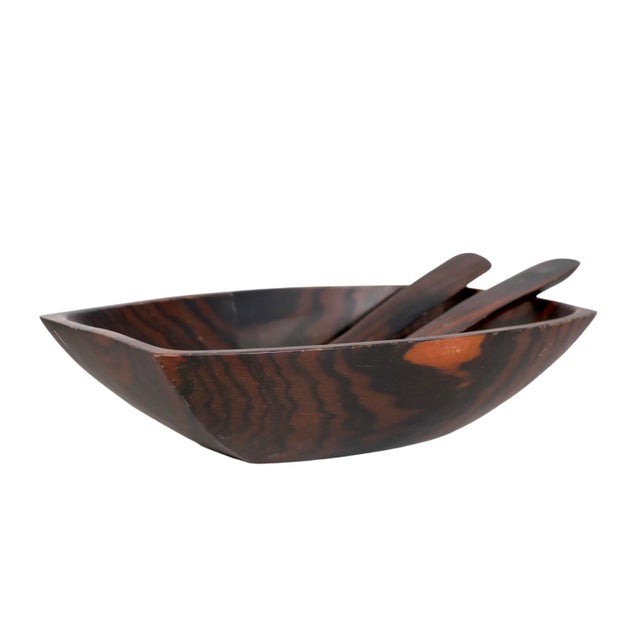 11 Pc Mid Century Cocobolo Wood Salad Set For Sale - Image 4 of 10