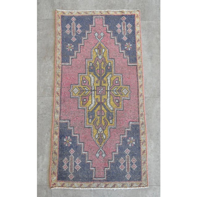 Hollywood Regency Hand Knotted Door Mat, Entryway Rug, Bath Mat, Kitchen Decor, Small Rug, Turkish Rug - 1′9″ × 3′6″ For Sale - Image 3 of 5