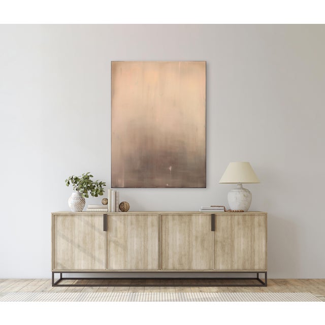 Gold Faded Rose - Muted Color Abstract Oil Painting on Canvas Original Artwork by Mark Acetelli For Sale - Image 8 of 9