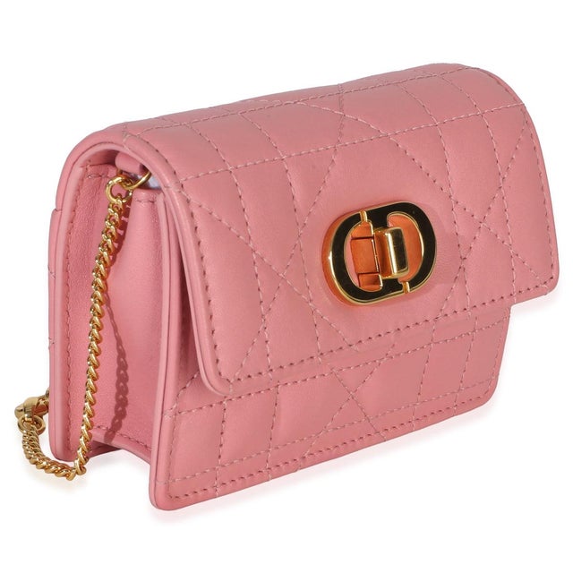 Contemporary Pink Macrocannage Calfskin Micro Miss Caro Chain Bag For Sale - Image 3 of 9