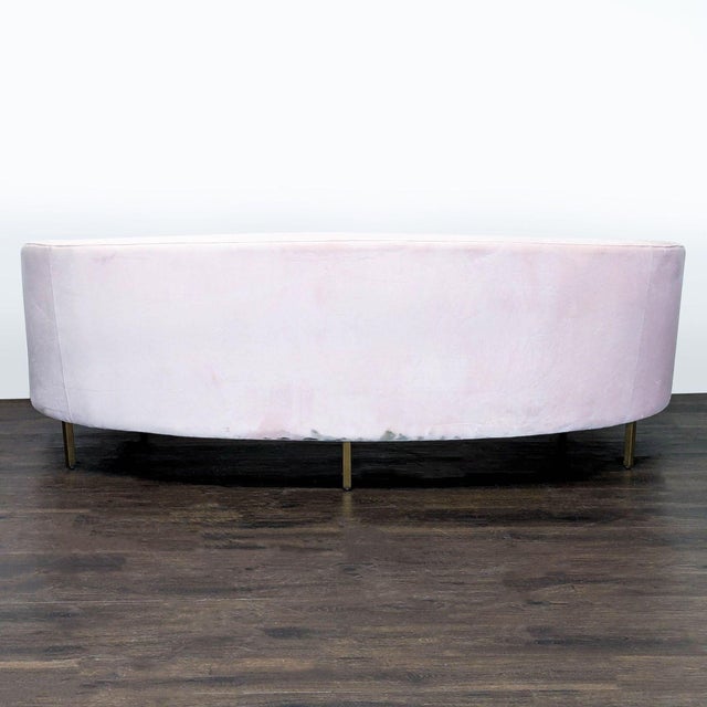 2010s Safavieh 3-Seat Curved Pink Velvet Sofa With Gold Legs For Sale - Image 5 of 8