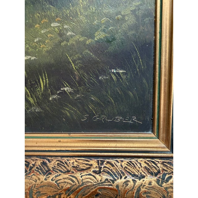 1960s Original Signed S. Gruber Watzman Mountain Oil Painting in Gold Gilt Frame For Sale - Image 12 of 12