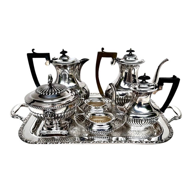 Victorian Classic Fine Quality Silver Plated (7) Piece Tea Service England C1890 For Sale