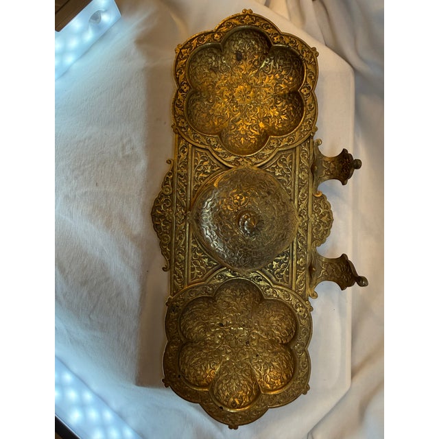 Bring an air of old-world European elegance to your writing desk or library with this magnificient antique double inkwell...