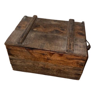 Antique Sherwin Williams Paint Company Wooden Shipping Crate Box With Leather Handles For Sale