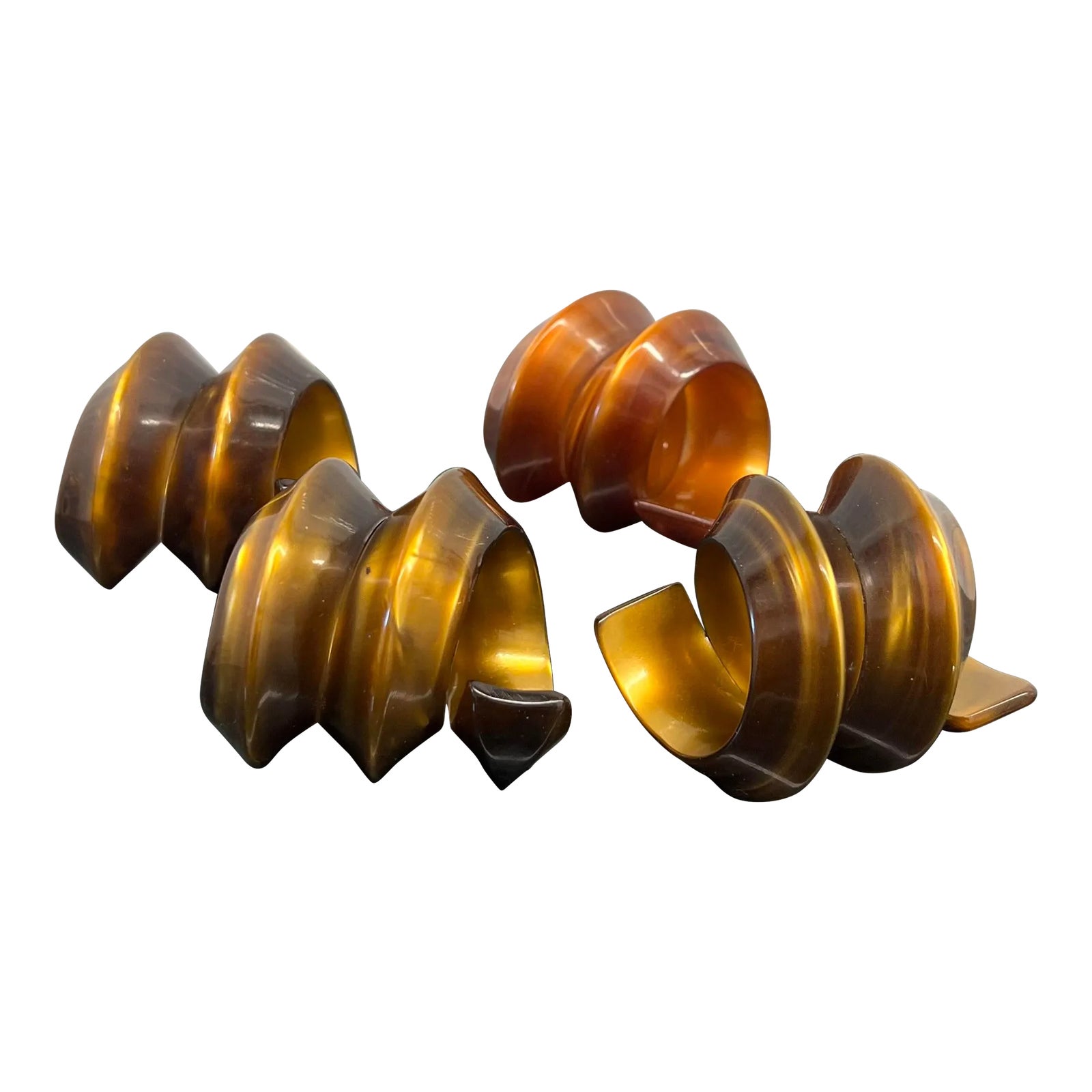 1950’s Amber Lucite Spiral Napkin Rings - a Set of 4 | Chairish